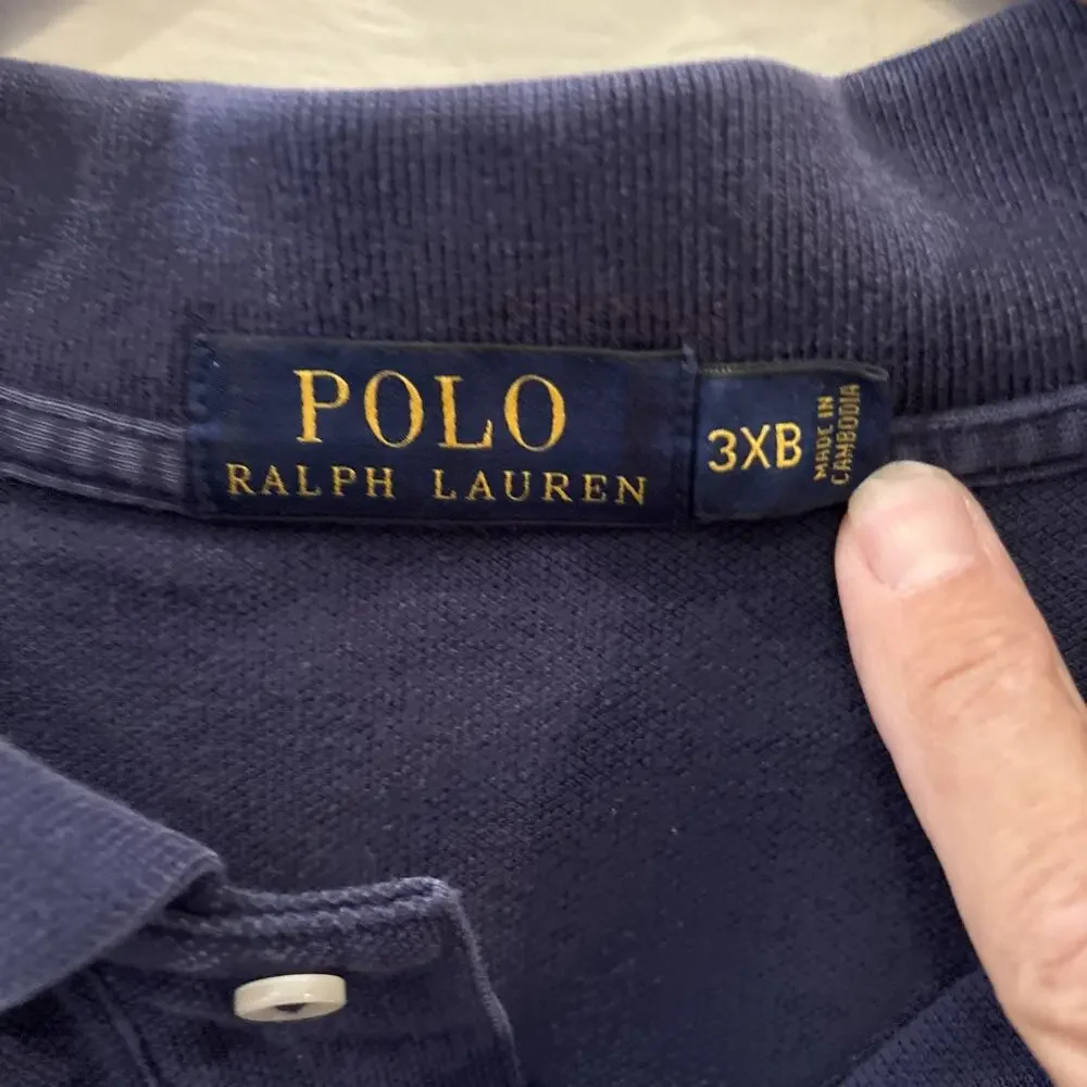 Polo Ralph Lauren Shirt Mens 3XB Big Navy Blue Shortsleeve Pony Logo Preppy‎